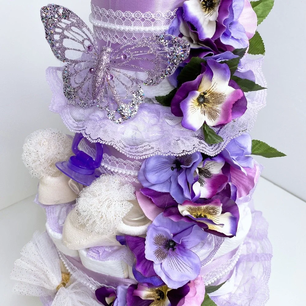 Butterfly Diaper Cake, Flowers Diaper Cake